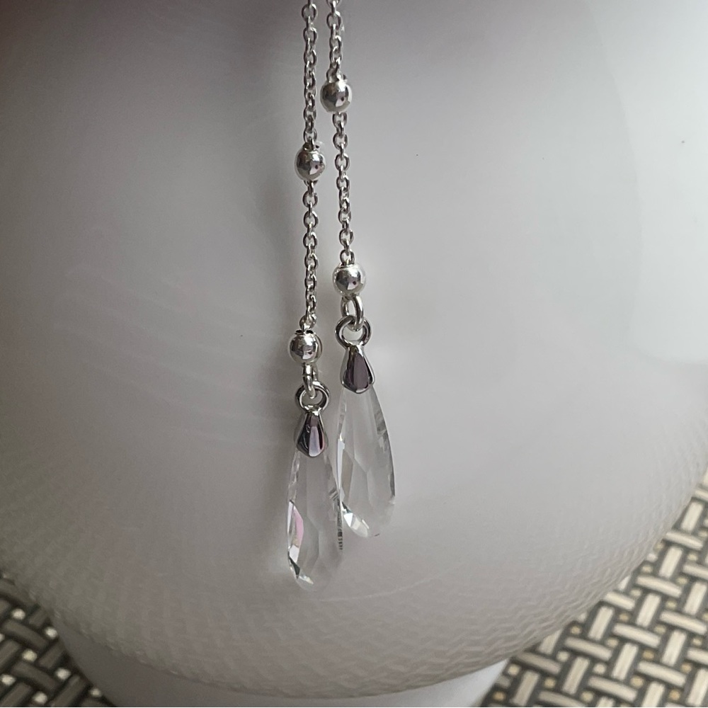 SS Ear threader Dangling Crystal Earrings
